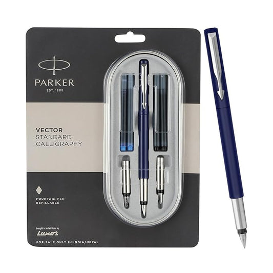 Parker VECTOR STANDARD CALLIGRAPHY FOUNTAIN PEN With Chrome Trim