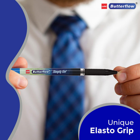 Cello BUTTER FLOW SIMPLY Gel Pen- Black (Pack of 5)