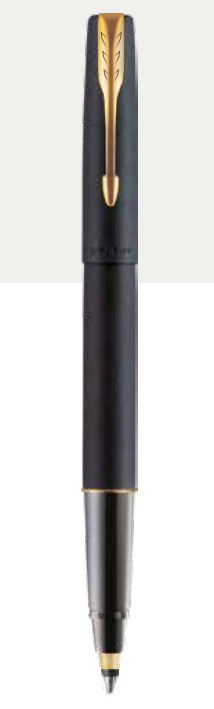 Parker FRONTIER MATTE BLACK Roller Ball Pen with Gold Trim