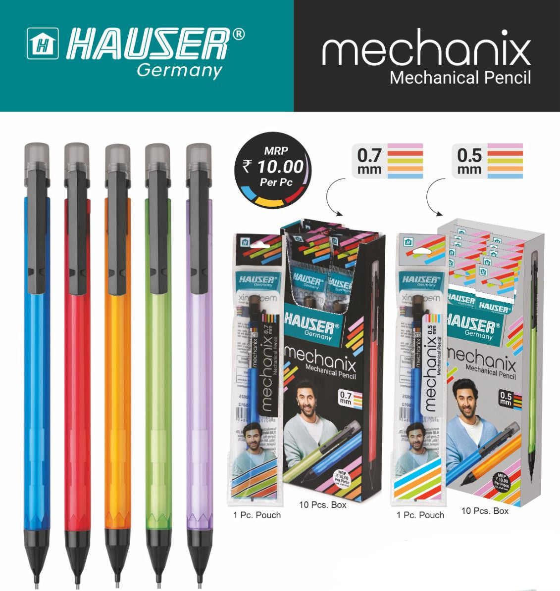 Hauser Artz Mechanical Pencil MECHANIX - 0.7mm (Pack of 10)