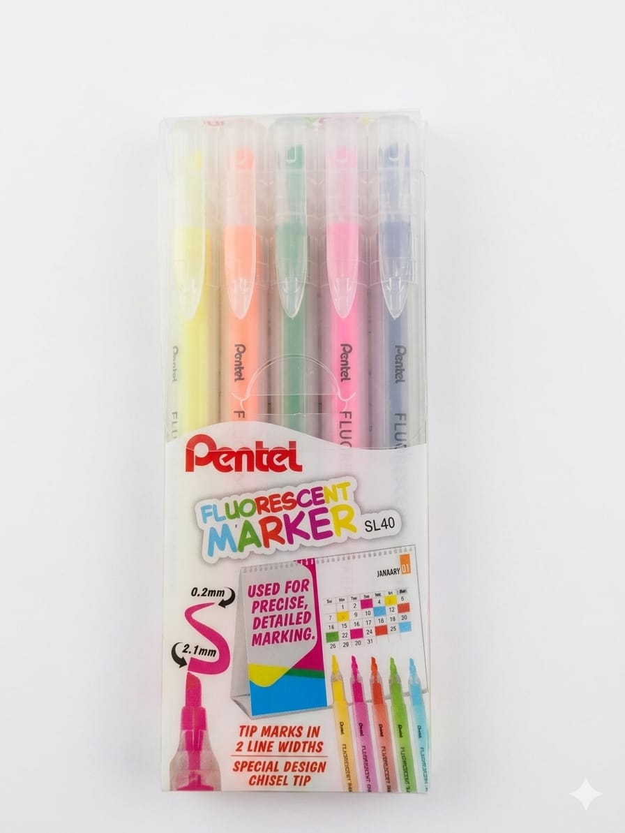 Pentel SL40 FLUORESCENT Marker (Set of 5)