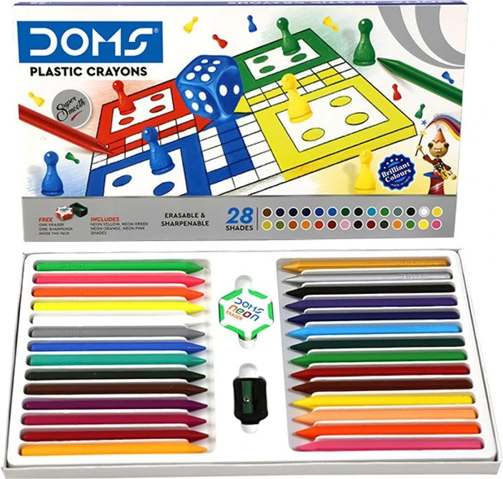 Doms PLASTIC CRAYONS 28 Shades Box Pack