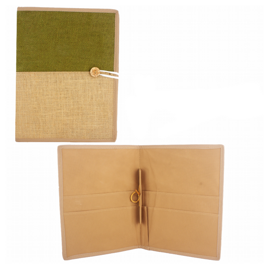 MOSS GREEN Two-Tone Jute Folder
