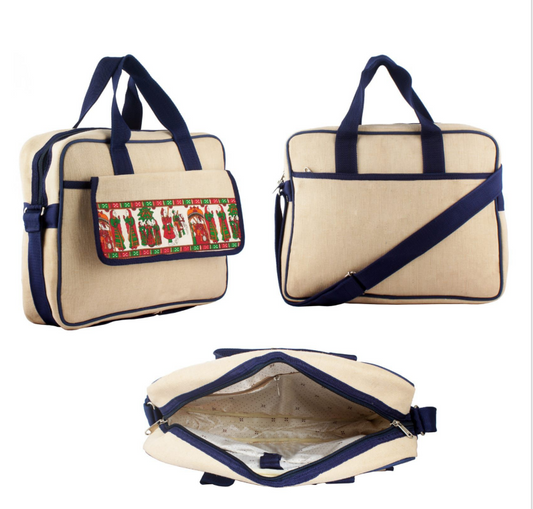 Printed POCKET Jute Laptop Bag