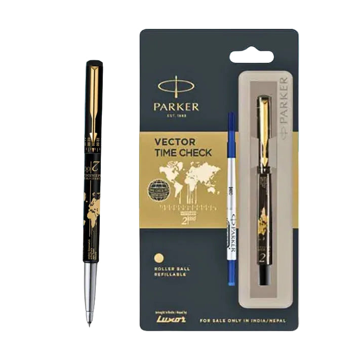 Parker VECTOR TIMECHECK Roller Ball Pen With Gold Trim