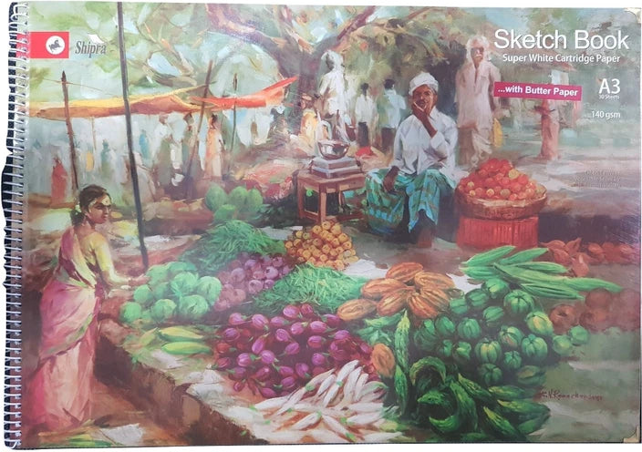 Shipra A3 Sketch Book with Butter Paper 50 Sheets