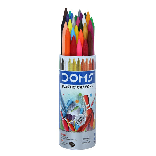 Doms PLASTIC CRAYONS 28 Shades Tin Pack