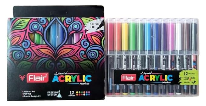 Flair Liquid Acrylic Marker -12 Shades