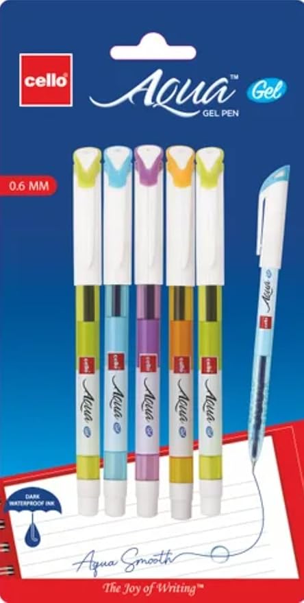 Cello AQUA Gel Pen- Blue (Pack of 5)