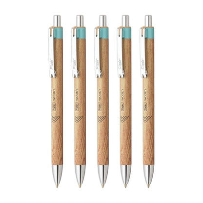 Flair WOODY CLIQ Ball Pen (Pack of 5)