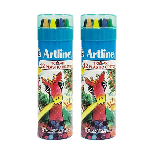 Artline TRI-ART PLASTIC Crayons 12 Shades