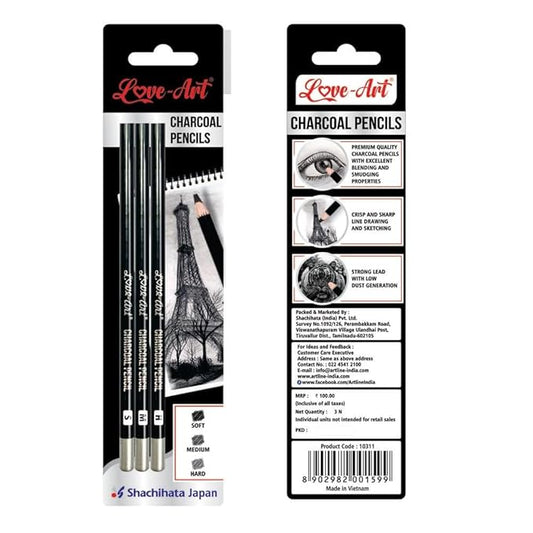 Artline LOVE-ART CHARCOAL Pencil (Set of 3)