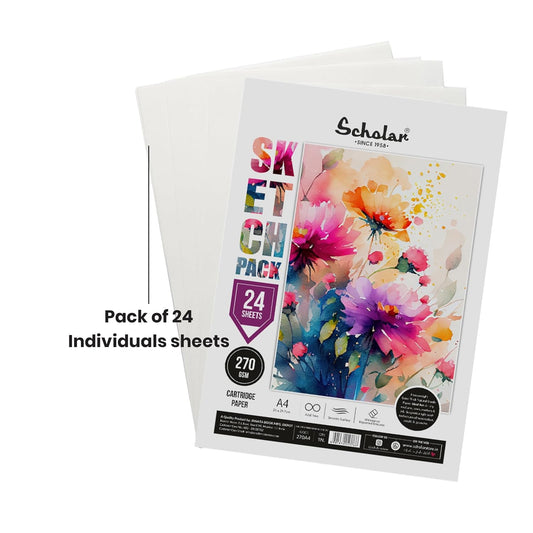 Scholar A4 Sketch Pack Drawing Sheet 270 GSM (24 Sheets)