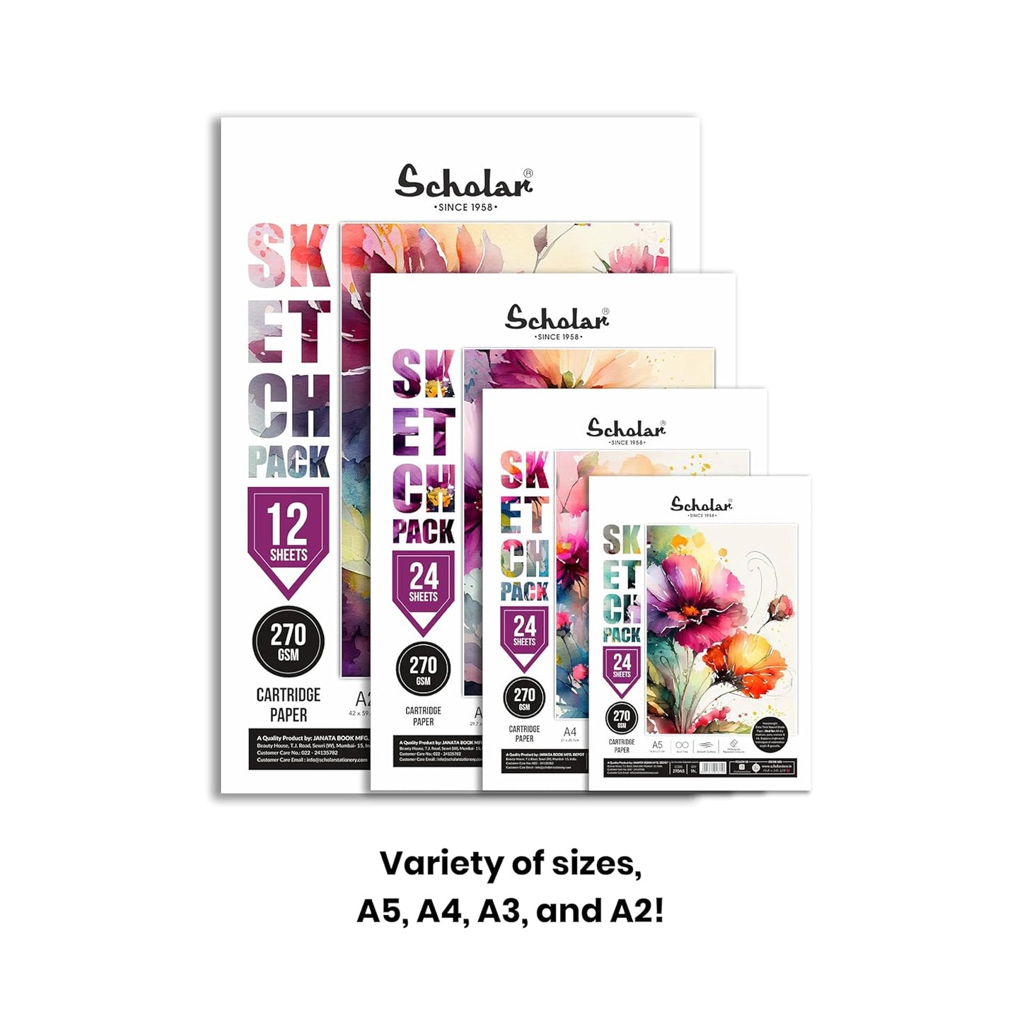 Scholar A4 Sketch Pack Drawing Sheet 270 GSM (24 Sheets)