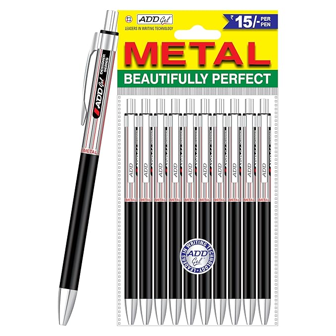 Add Gel METAL Ball Pen- Black (Pack of 5)