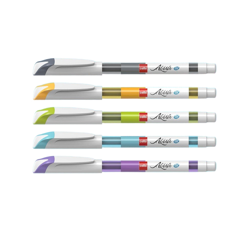Cello AQUA Gel Pen- Black (Pack of 5)