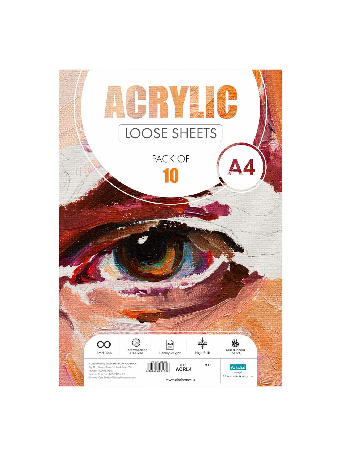 Scholar A4 Acrylic Sheet 360 GSM (10 Sheets)