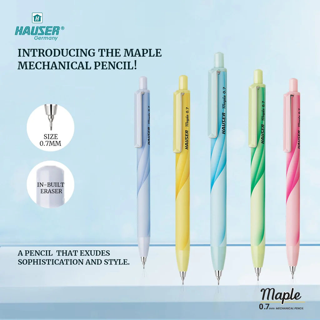 Hauser Artz Mechanical Pencil MAPLE 0.7mm With Lead Tube (Pack of 2)