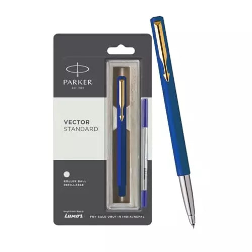 Parker VECTOR STANDARD METALLIC Roller Ball Pen With Gold Trim