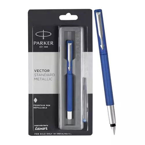 Parker VECTOR STANDARD METALLIC FOUNTAIN PEN WITH CHROME TRIM