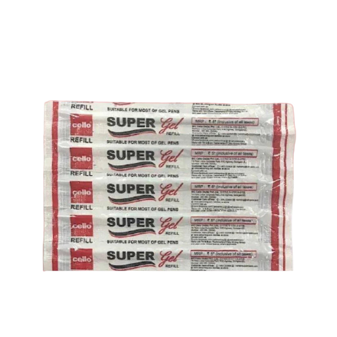 Cello SUPER GEL Refill- Red (10 Pcs)
