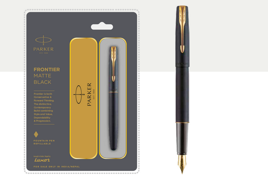 Parker FRONTIER MATTE BLACK FOUNTAIN PEN WITH GOLD TRIM
