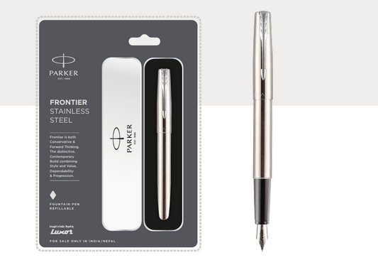 Parker FRONTIER STAINLESS STEEL FOUNTAIN PEN WITH CHROME TRIM