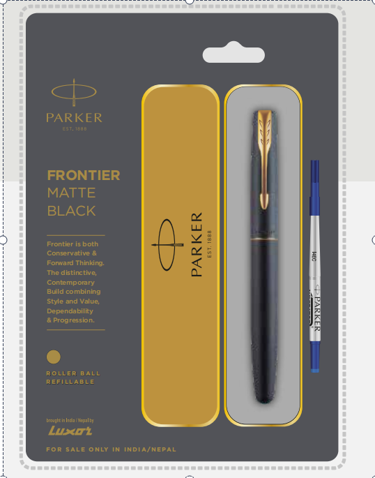 Parker FRONTIER MATTE BLACK Roller Ball Pen with Gold Trim