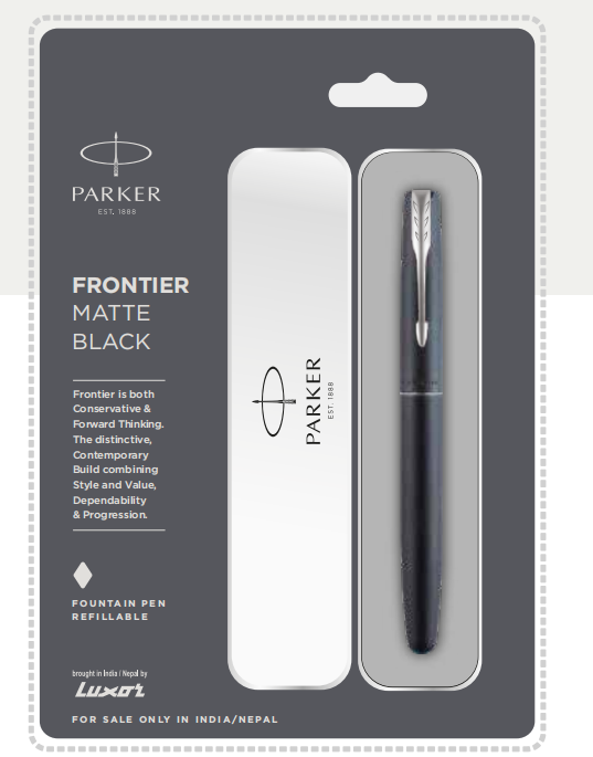 Parker FRONTIER MATTE BLACK Fountain Pen WITH CHROME TRIM