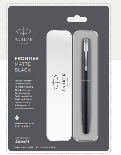 Parker FRONTIER MATTE BLACK Fountain Pen WITH CHROME TRIM