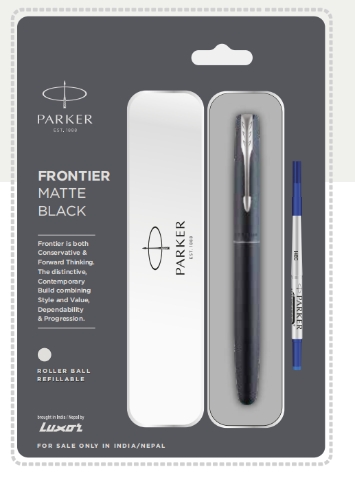 Parker FRONTIER MATTE BLACK ROLLER BALL PEN WITH GOLD TRIM