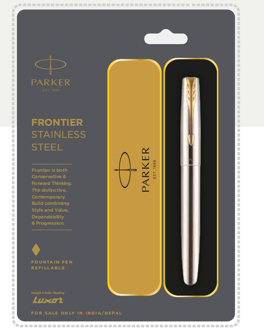 Parker FRONTIER STAINLESS STEEL FOUNTAIN PEN WITH GOLD TRIM
