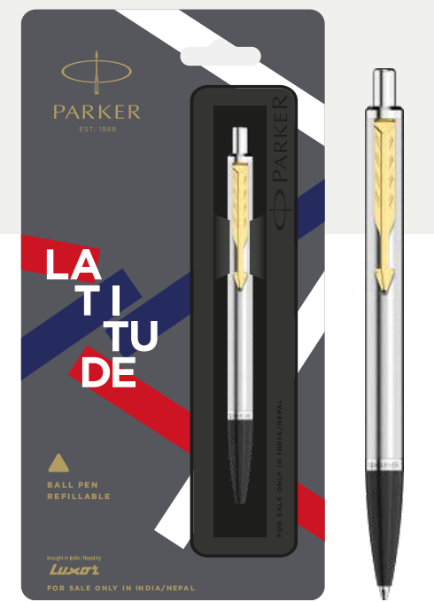 Parker LATITUDE SHINY CHROME Ball Pen with Gold Trim