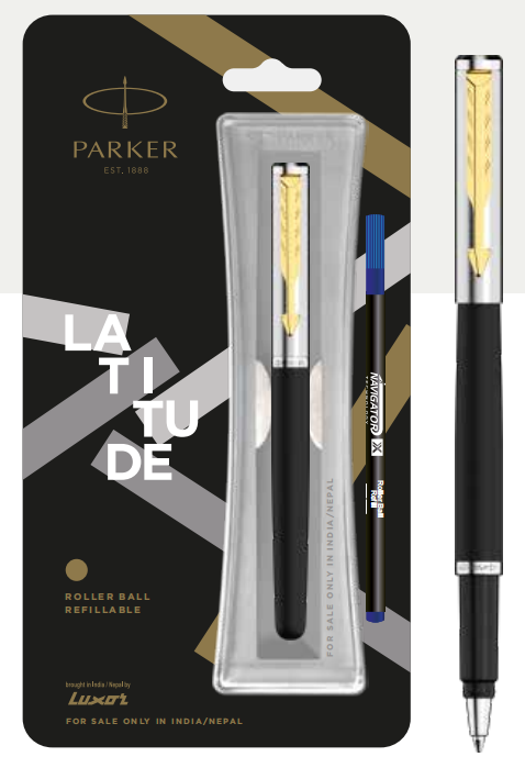 Parker LATITUDE MATTE METALLIX ROLLER BALL PEN WITH GOLD TRIM