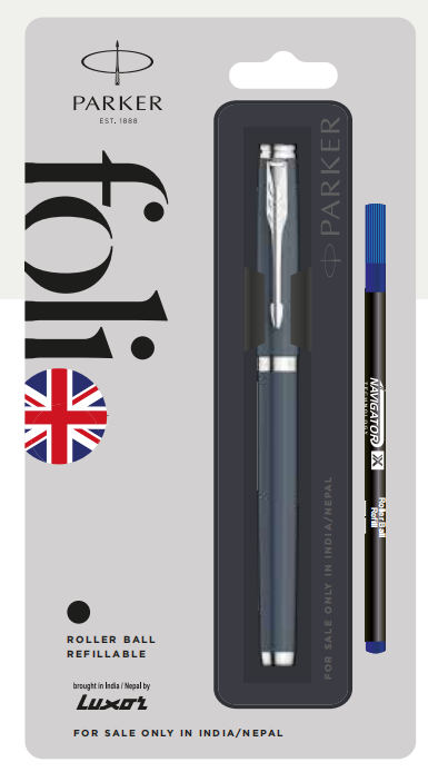 Parker FOLIO STANDARD ROLLER BALL PEN WITH CHROME TRIM
