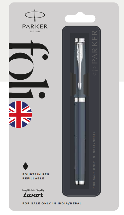 Parker FOLIO STANDARD FOUNTAIN PEN With Chrome Trim