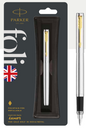 Parker FOLIO STAINLESS STEEL FOUNTAIN PEN WITH GOLD TRIM