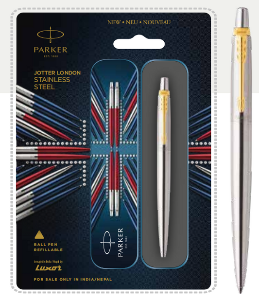 Parker JOTTER LONDON STAINLESS STEEL Ball Pen with Gold Trim