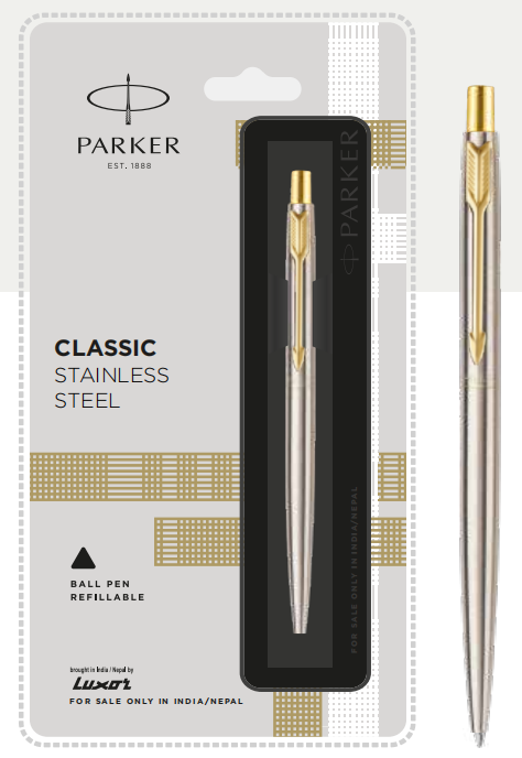 Parker CLASSIC STAINLESS STEEL Ball Pen with Gold Trim