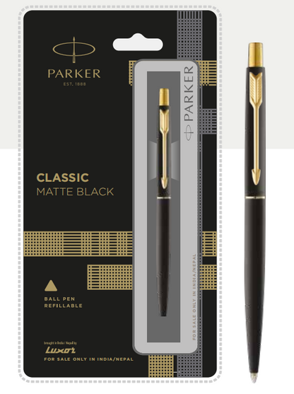 Parker CLASSIC MATTE BLACK Ball Pen With Gold Trim