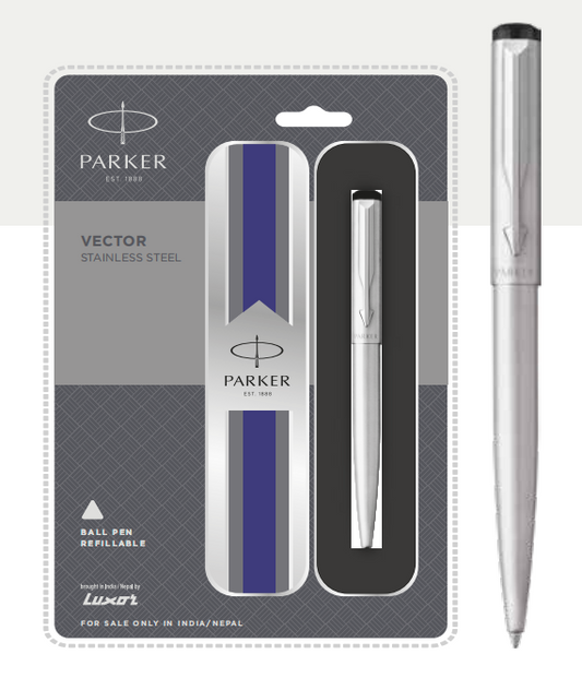 Parker VECTOR STAINLESS STEEL Ball Pen with Chrome Trim
