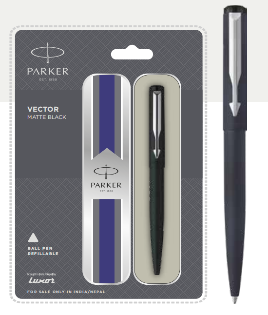 Parker VECTOR MATTE BLACK Ball Pen with Chrome Trim