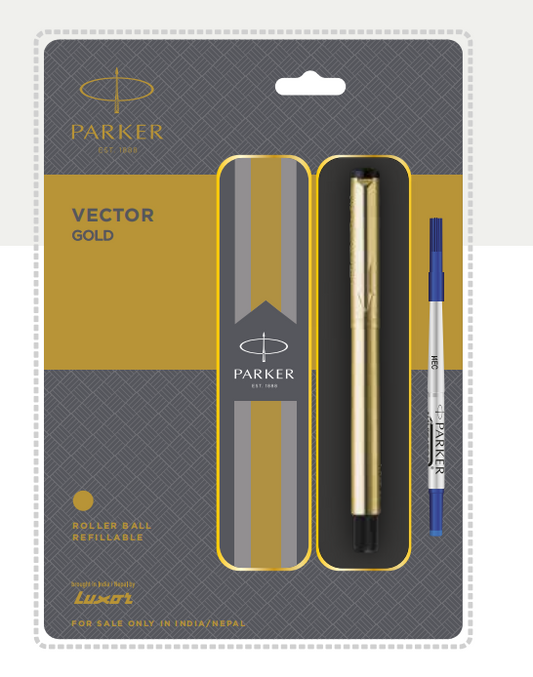 PARKER VECTOR GOLD ROLLER BALL PEN WITH GOLD TRIM