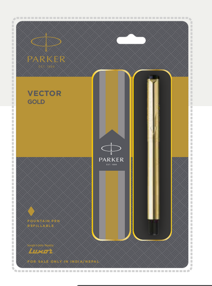 PARKER VECTOR GOLD FOUNTAIN PEN WITH GOLD TRIM