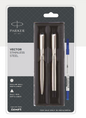 PARKER VECTOR STAINLESS STEEL BALL PEN + ROLLER BALL PEN  WITH CHROME TRIM