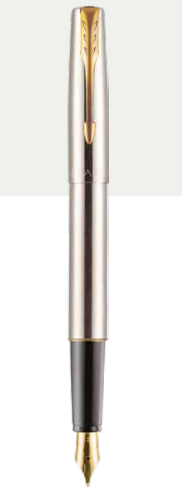 Parker FRONTIER STAINLESS STEEL FOUNTAIN PEN WITH GOLD TRIM