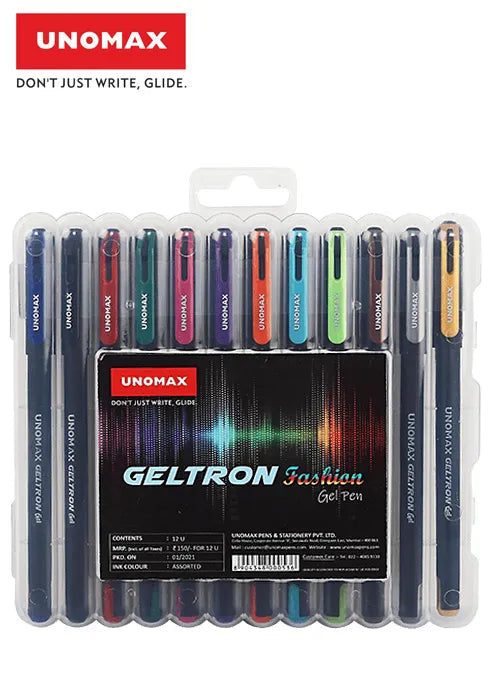 Unomax GELTRON FASHION Gel Pen (12 Pcs Set)