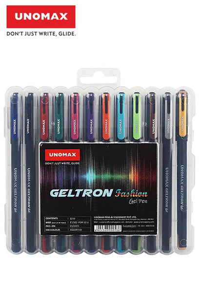 Unomax GELTRON FASHION Gel Pen (12 Pcs Set)