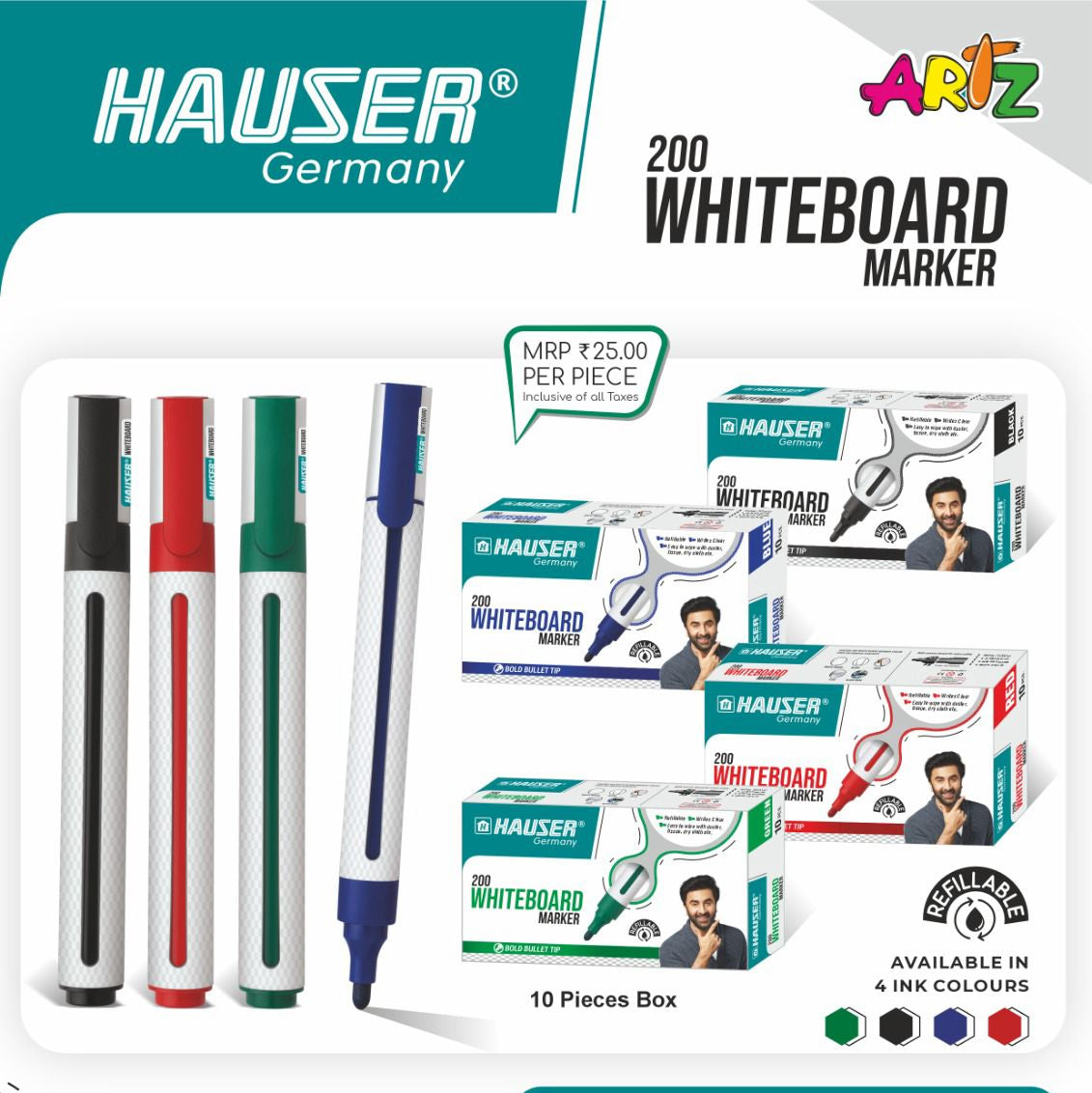 Hauser Artz 200 Whiteboard Marker (Pack of 5)