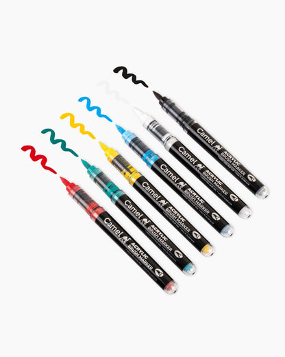 Camel Acrylic Brush Markers (Set of 6)
